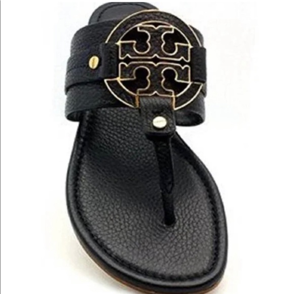 Tory Burch Black Leather Amanda Sandals - Picture 1 of 3